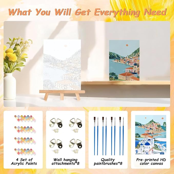 AREOPNMG 4 Pack Cityscape Paint by Numbers Kit - Image 6