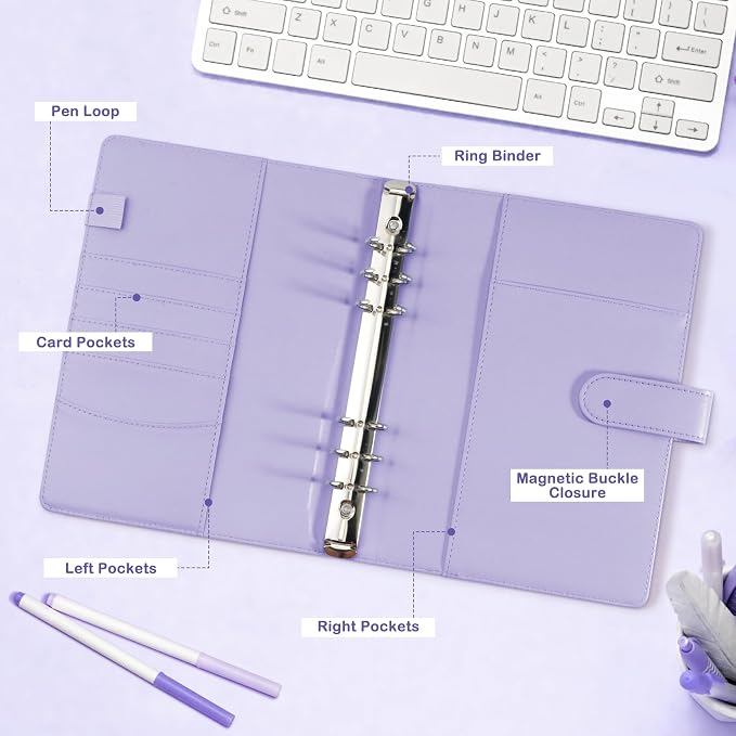 A5 Kpop Photocard Binder with 30 Pack 4-Pocket Card Pages, 6 Ring A5 Binder - Image 6