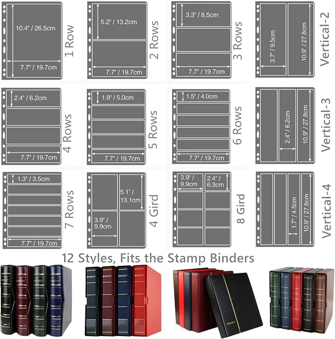 MUDOR 20 Sheets Stamp Pages for Collection Album Binder Book, 3 Pocket | 120 - Image 7
