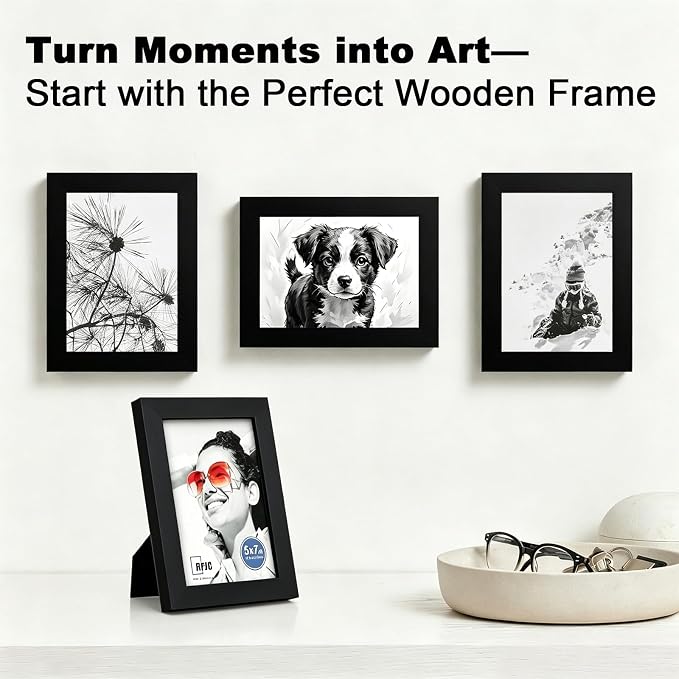 RPJC 5x7 Picture Frames Made of Solid Wood High Definition Glass - Image 2