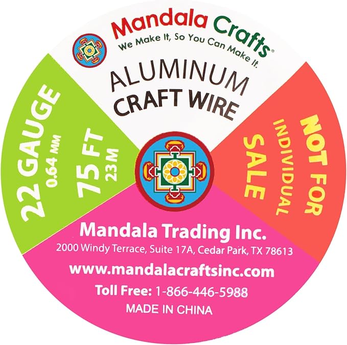 Mandala Crafts 22 GA Black Red Green Assorted Anodized Aluminum Craft Wire | - Image 3