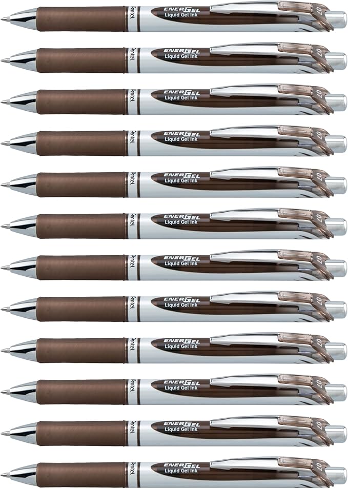 Pentel EnerGel RTX Retractable Liquid Gel Ink Pen, Medium line, Sepia Ink by PentelofAmerica