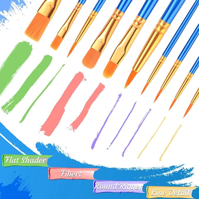 AROIC Paint Brushes Palette Set, 24 Pack/240Pcs Acrylic Paint Brushes and 24 - Image 4