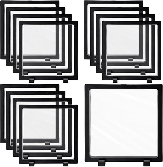 Harloon 12 Pcs 3D Floating Display Case Floating Frame Display Holder Stand by Muasung