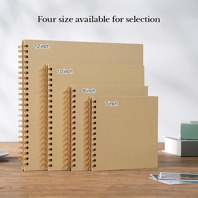 potricher 8 x 8 Inch DIY Scrapbook Album 40 Pages Hardcover Kraft Paper Scrap - Image 6