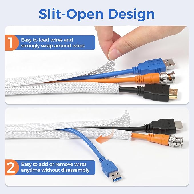 Delamu 10ft - 1/2 inch Cable Sleeve Cord Protector from Pets No Chew, - Image 5