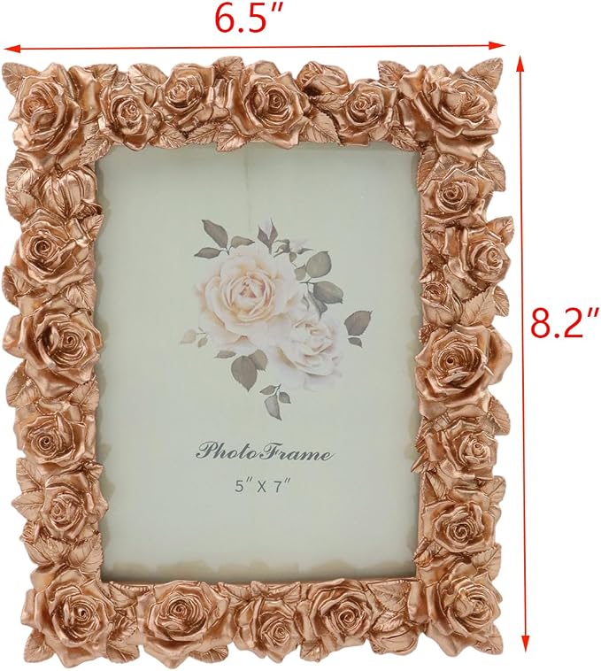Coshar Picture Frames Rose Gold 5x7 Inch Rustic Photo Frame | Glass Front - Image 2