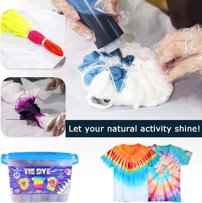 WINSONS Tie Dye Kit 20 Colors Permanent Fabric Dye Art Set - Image 4