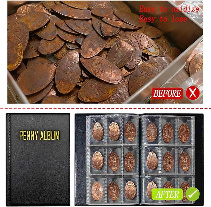 108 Pockets Pressed Penny Collecting Album Book, Portable Smashed Pressed Penny - Image 6