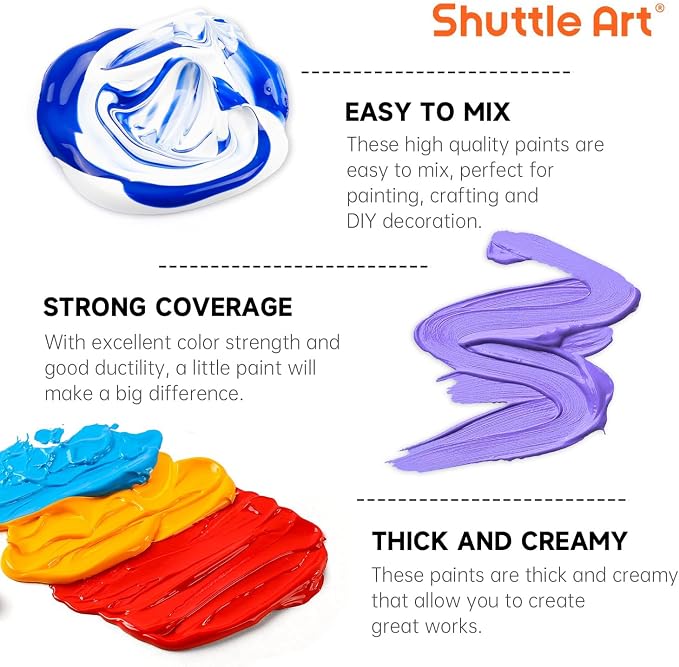 Shuttle Art Acrylic Paint, 42 Colors Acrylic Paint Set - Image 5