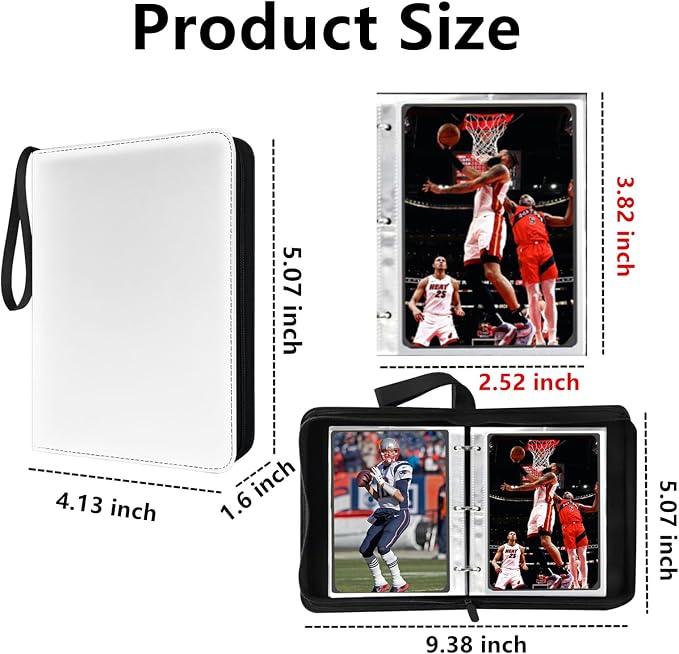 Mini Card Binder, 1-Pocket Super Lightweight Zipper Binder Holds 80+ Trading - Image 3