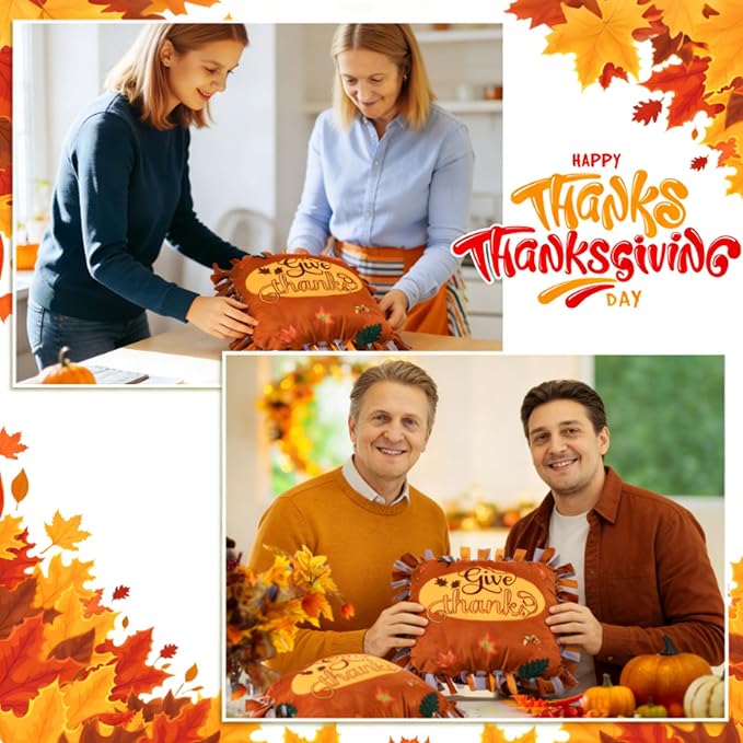 Chunful 6 Sets Thanksgiving Fall Tied Pillow Craft Kit DIY Give Thanks Pillow - Image 4