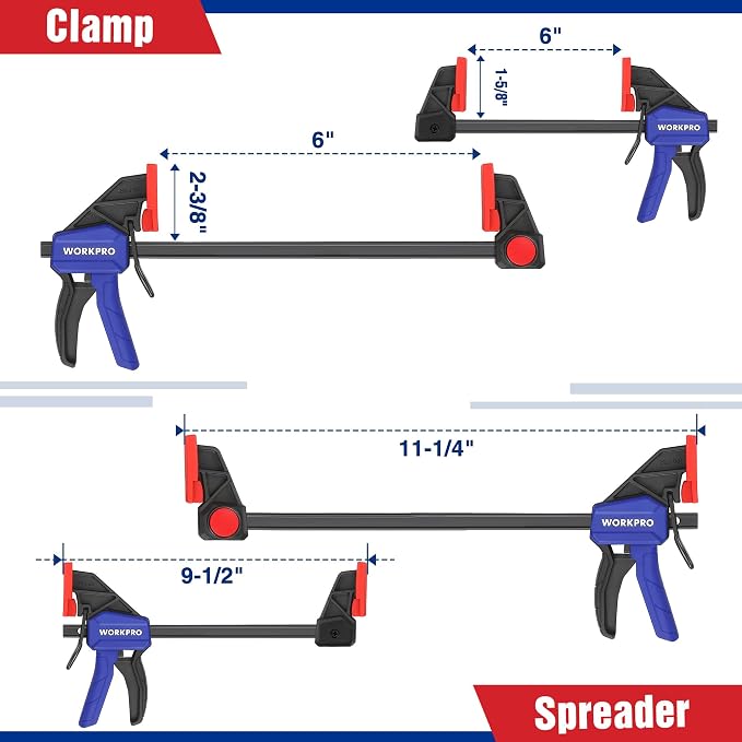 WORKPRO Mini Bar Clamps for Woodworking, 6-Inch Light-Duty Quick-Change Wood - Image 3