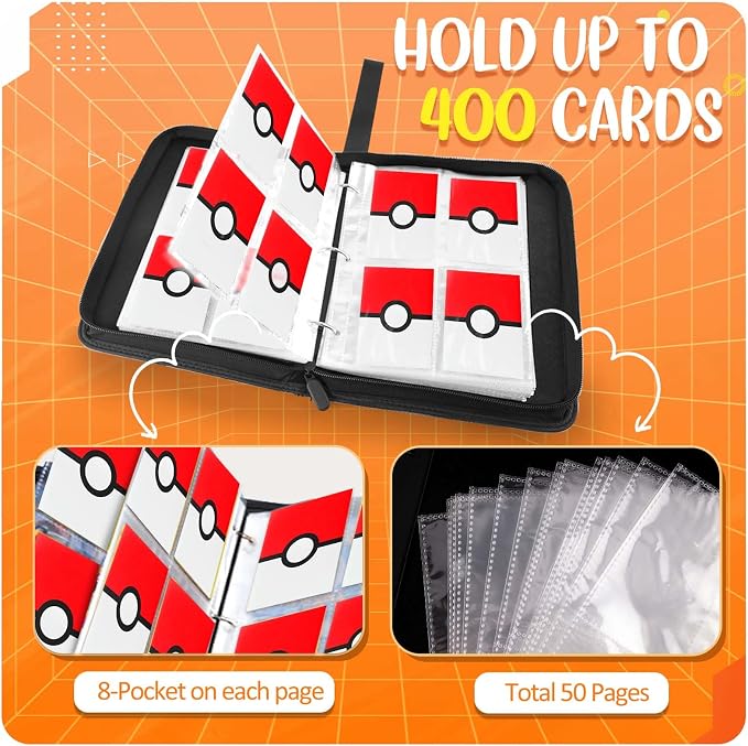 Card Binder 4 Pocket, Trading Card Holder Fits 400 Cards - Image 4