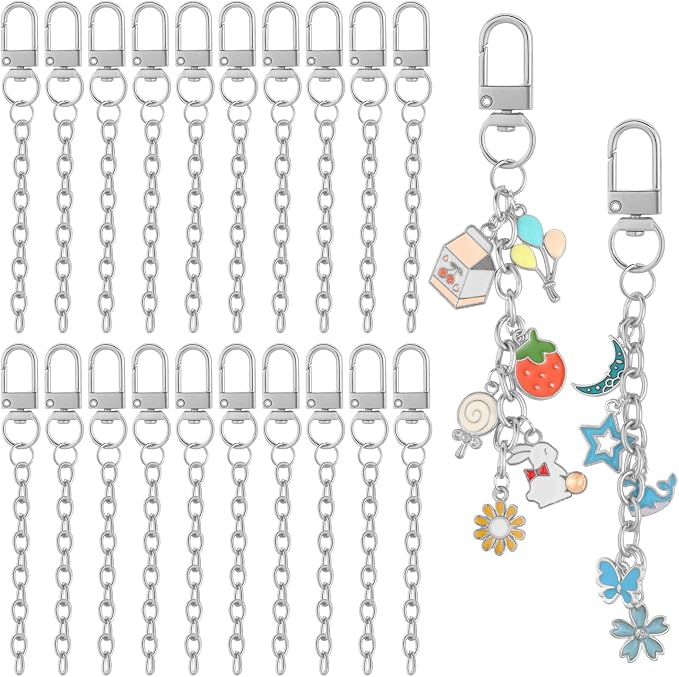 Chuyau 20pcs Silver Keychain Making Kit Swivel Snap Hook Lobster Claw Clasps by chuyau