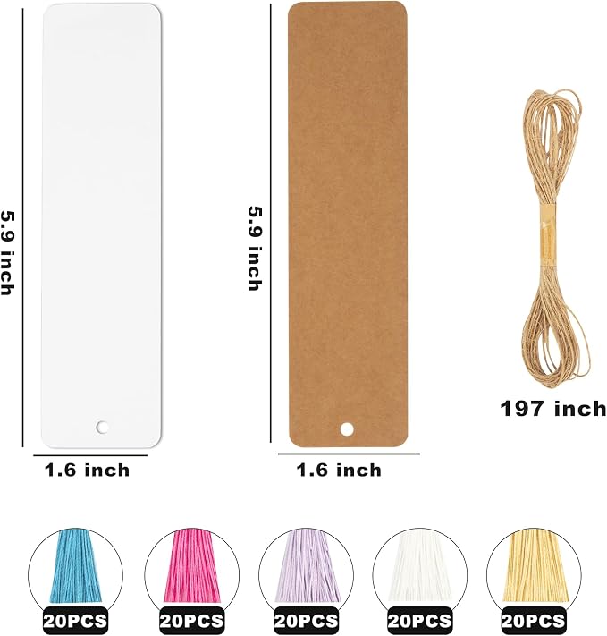 SWATOM 201 PCS Paper Blank Bookmarks to Decorate 100 Sets Cardstock DIY - Image 2
