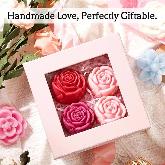 SJ Rose Soap Molds 2 Packs, Flower Design Silicone Soap Molds - Image 2