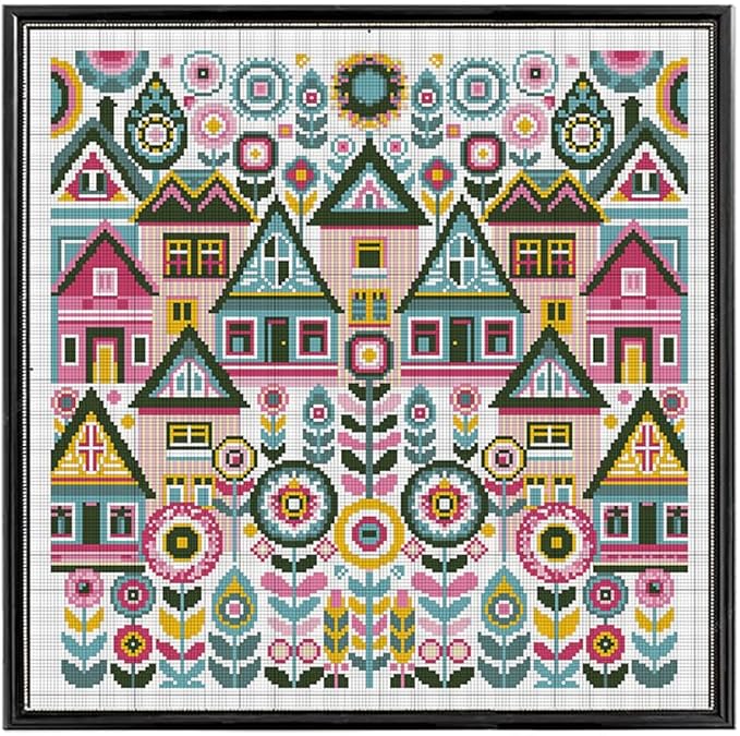 FREEBLOSS 11CT Vector Cottage Stamped Cross Stitch Kits Complete Embroidery Kits by FreeandCreativeCraftsArt