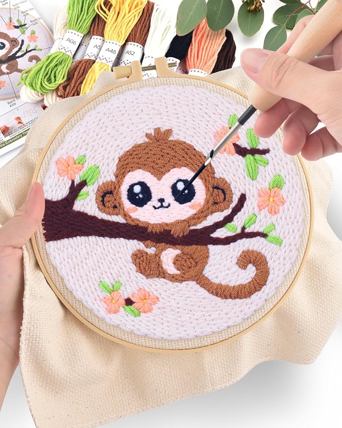 ERKOON Punch Needle Kit for Beginners Adults, DIY Easy Animals Embroidery Set - Image 5