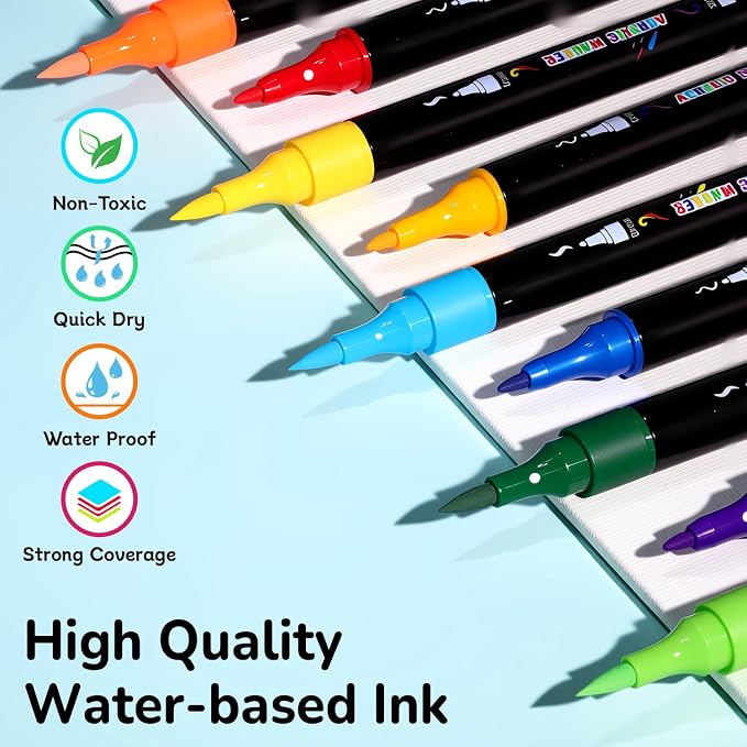 WINSONS Acrylic Markers, 30 Dual-Tip Paint Pens - Image 2