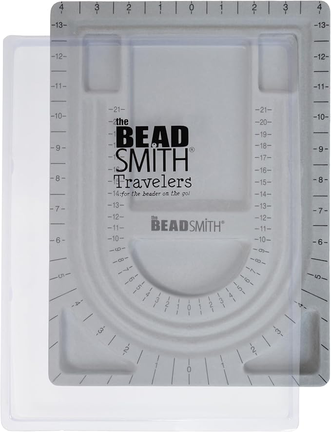 The Beadsmith Bead Board with Cover, 6 Recessed Compartments, 13.25 x 9.75 by TheBeadsmith