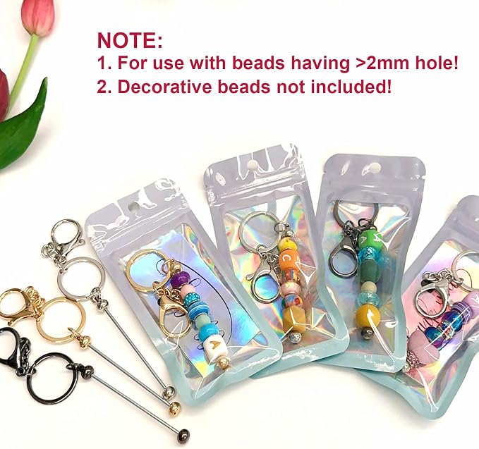 42/84/126 Pcs Beadable Keychain Bars Bulk Blank DIY Beaded Keychain Making - Image 6