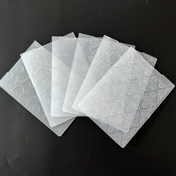 6 Pcs Plastic Embossing Folder Template Love Stars and Flowers Texture A6 Size - Image 2