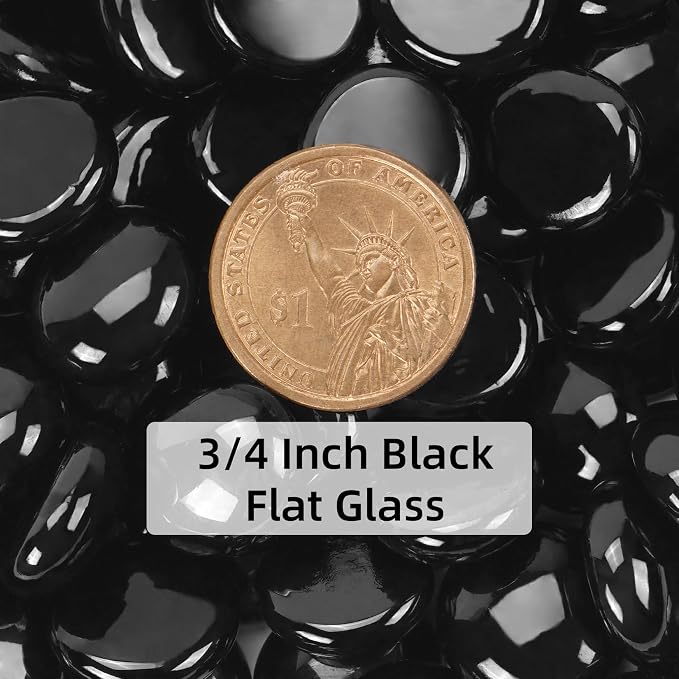 5LB Black Flat Glass Marbles for Vases, Gemstone Beads Vase Filler Decorative - Image 2