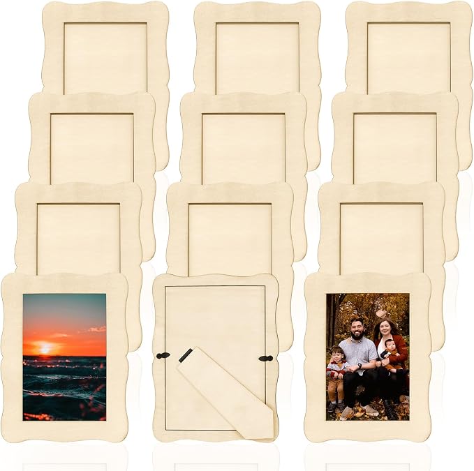 RYKOMO 12 Pieces DIY Wooden Picture Frames, Unfinished Solid Wood Photo Picture by RYKOMO