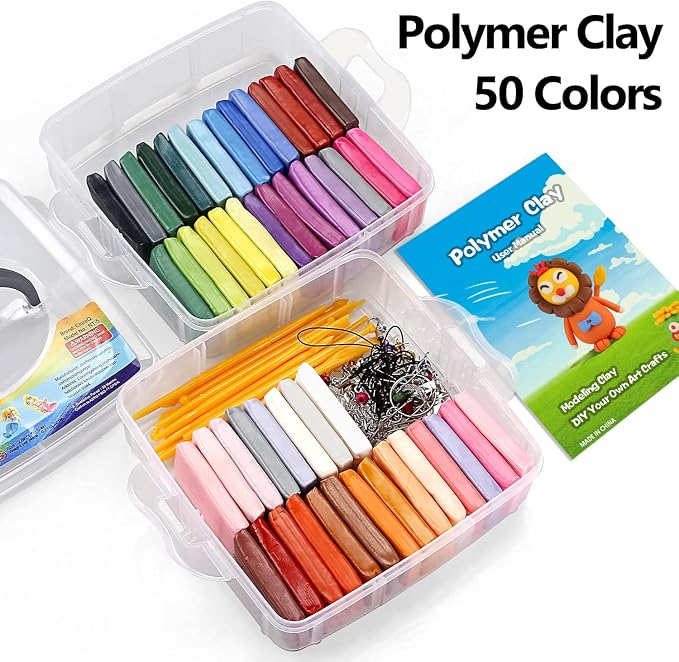 CiaraQ 50-Color Polymer Clay Oven Bake Modeling Kit | 14 sculpting tools - Image 5