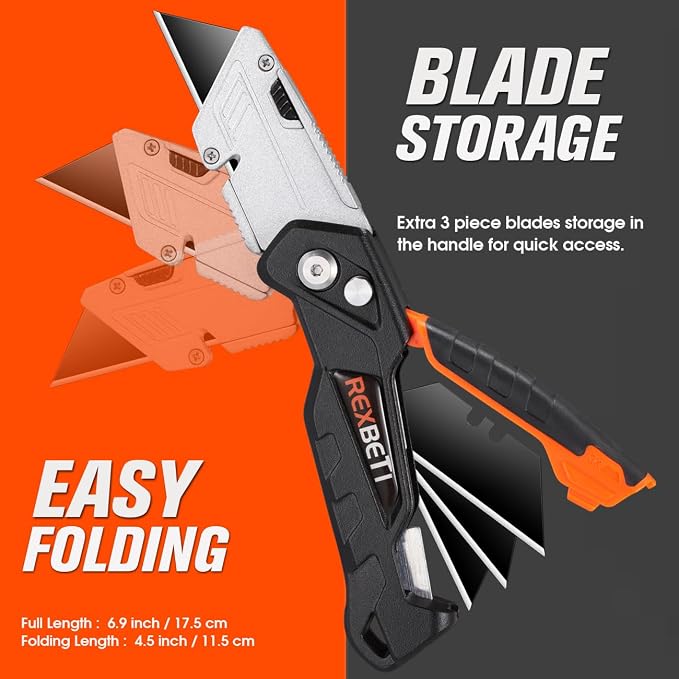 REXBETI 2-Pack Utility Knife, SK5 Heavy Duty Retractable Box Cutter - Image 3