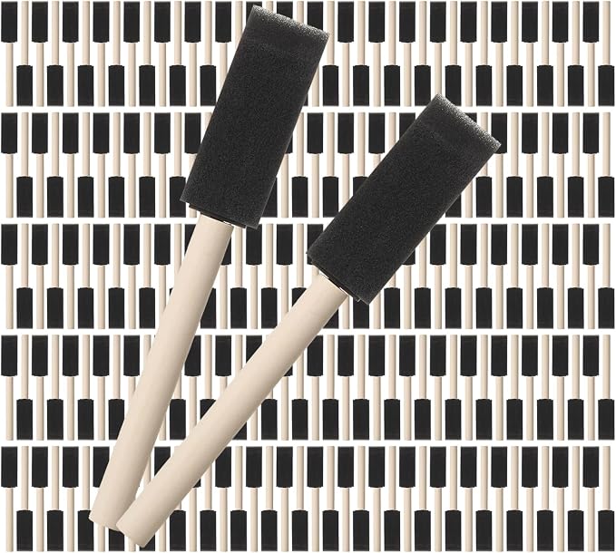 Bates- Foam Paint Brushes, 1 Inch, 200 Pack, Wooden Handle, Sponge Brushes by BatesChoice