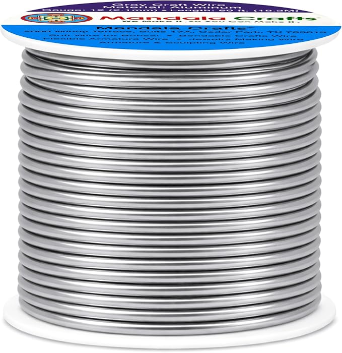 Mandala Crafts 12 Gauge Gray Anodized Aluminum Craft Wire, 60 FT | Colored - Image 2
