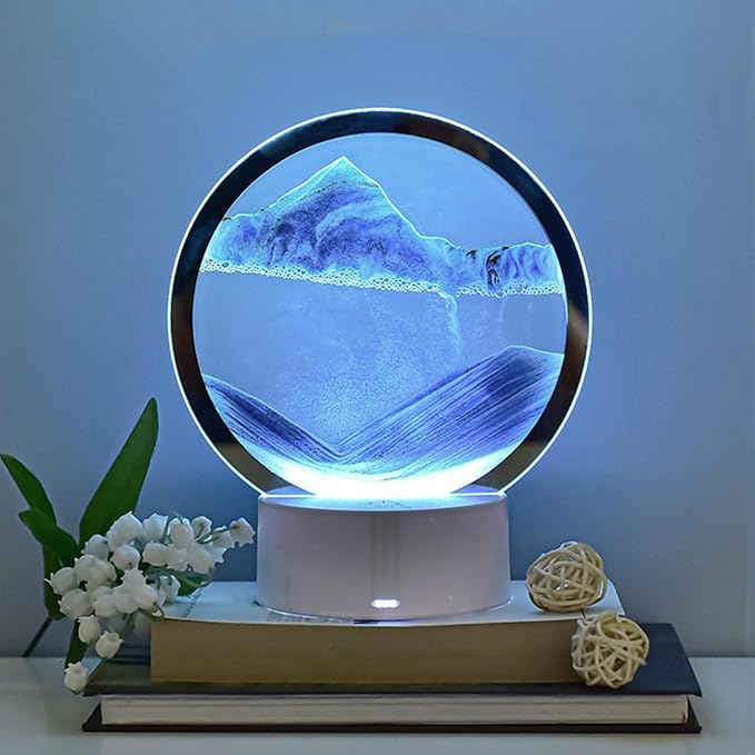 Moving Sand Art Lamp, 3DMoving Sand Art, Quicksand Bedside Lamp, Creative Glass by CRLKSSJX