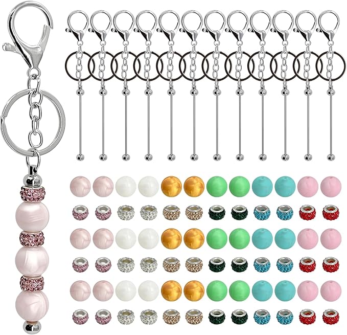 84Pcs Beadable Keychain Set, DIY Making Kit by Unknown