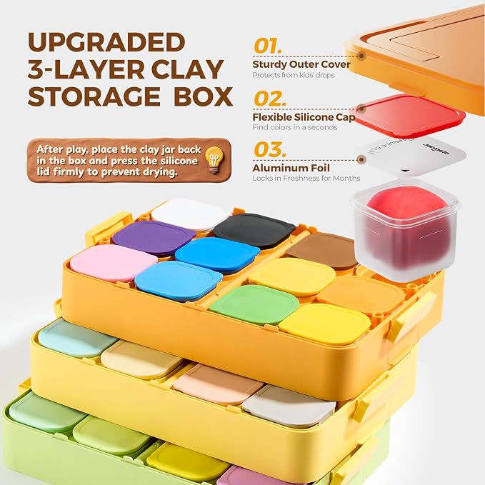 Jar Melo Air Dry Clay for Kids 36 Colors Modeling Clay Kit - Image 4