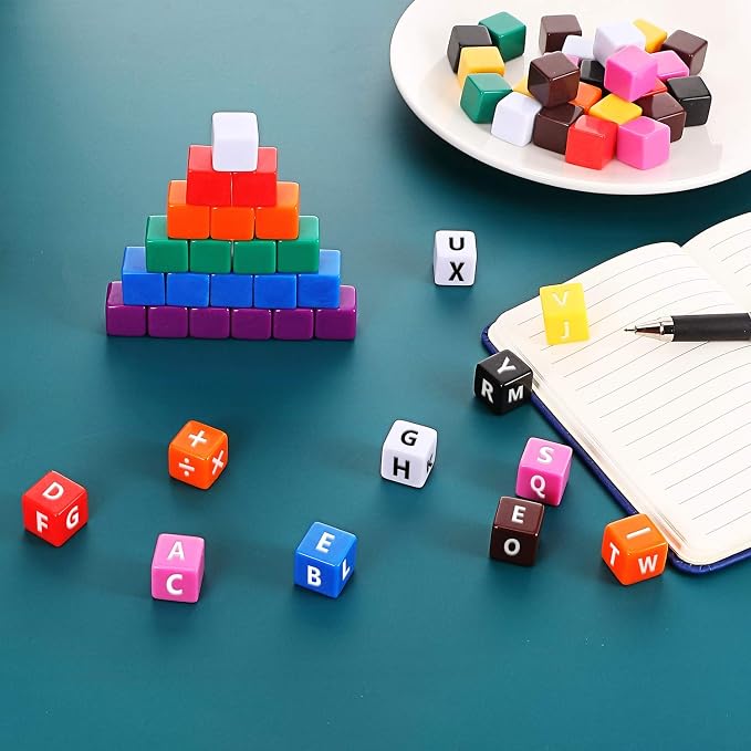 Gejoy 60 Pieces 16 mm Blank Dice Acrylic Dice Cubes Assorted Color DIY Cubes - Image 2