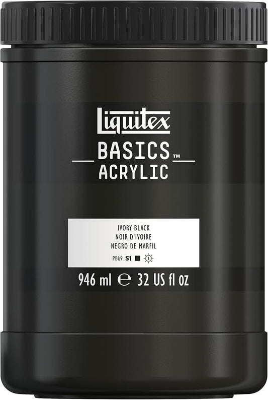 Liquitex BASICS Acrylic Paint, 946ml Jar, Ivory Black by Liquitex