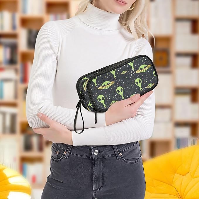 Green Aliens Space Pencil Case Box Boys Girls Large Pencil Pouch Zipper - Image 8