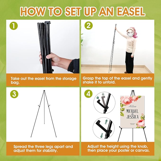 AROIC 63 "Easel Stand for Display, 10 Pack Portable Foldable Metal Easel - Image 4