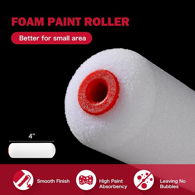 Mister Rui 11-Piece Foam Paint Roller Kit, 4-Inch Roller - Image 5