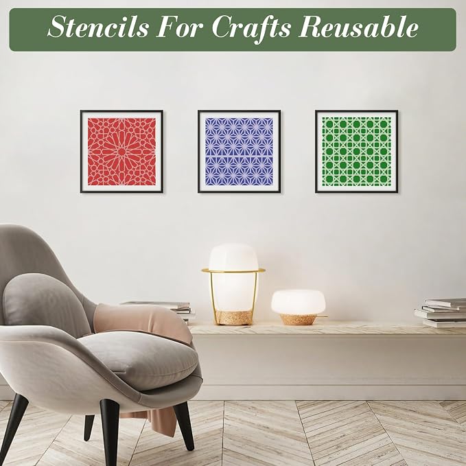 Texture Stencils for Crafts Reusable 16Pcs Stencils | DIY Art Painting Stencil - Image 2