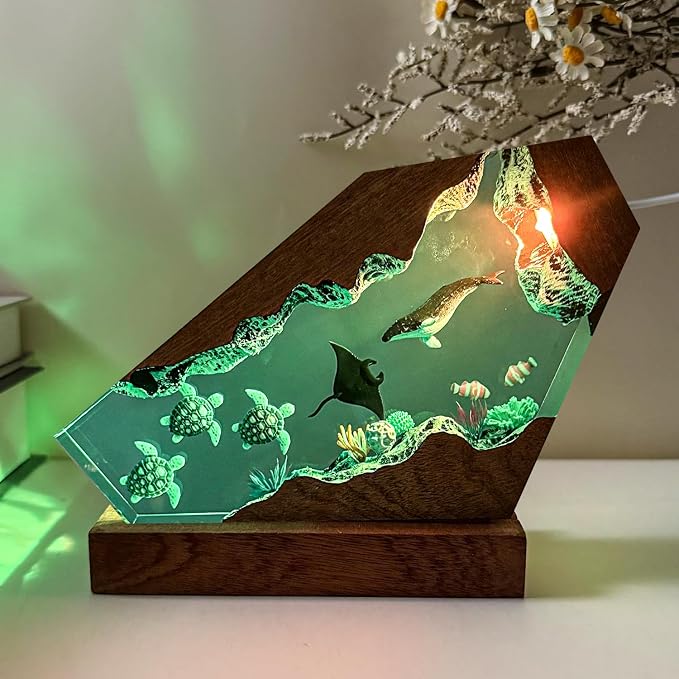 Humpback Whale Ocean Resin Lamp, Handmade Resin Night Light - Image 8