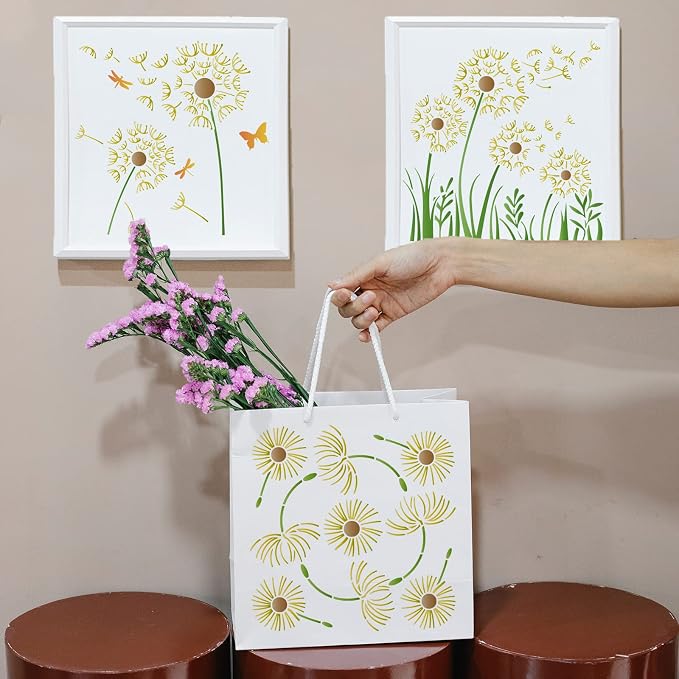 ORIGACH 4 Pcs 12 x 12 Inch Reusable Dandelion Wall Painting Stencils | - Image 4