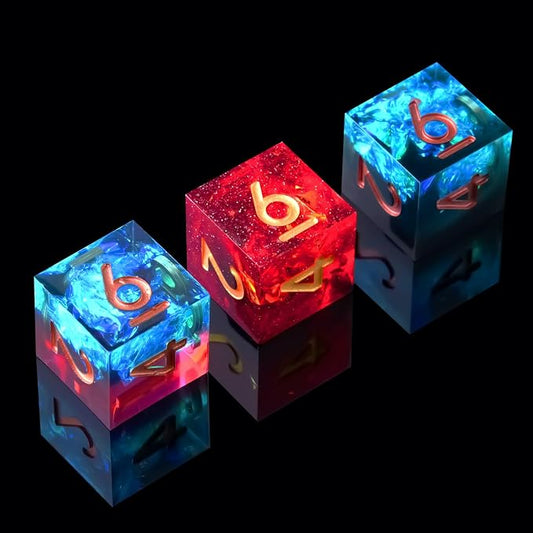 3Pcs D6 DND Dice with Resin Sharp Edge D&D Dice, Random Color and Style 6 Sided by YEMEKO