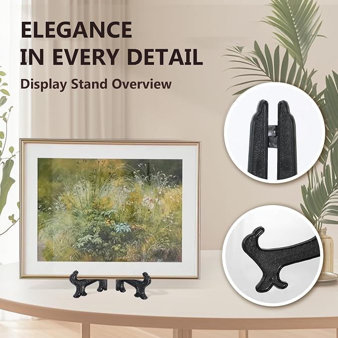 Artliving 10 Inch Black 6pcs/Set Plastic Easels Plate Display Stands Picture - Image 4