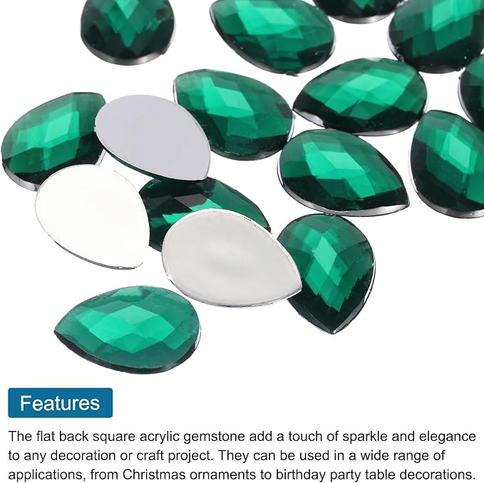 MECCANIXITY 50PCS Flat Back Acrylic Teardrop Gems 18x25mm Artificial Rhinestones - Image 4