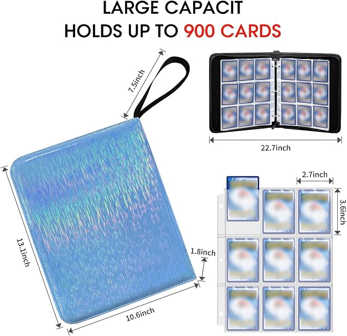 Sparkly Trading Card Binder 9-Pocket Zippered - Image 2