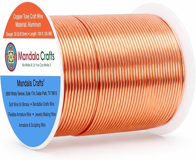 Mandala Crafts 20 Gauge Copper Tone Anodized Aluminum Craft Wire, 100 FT | by MandalaCrafts