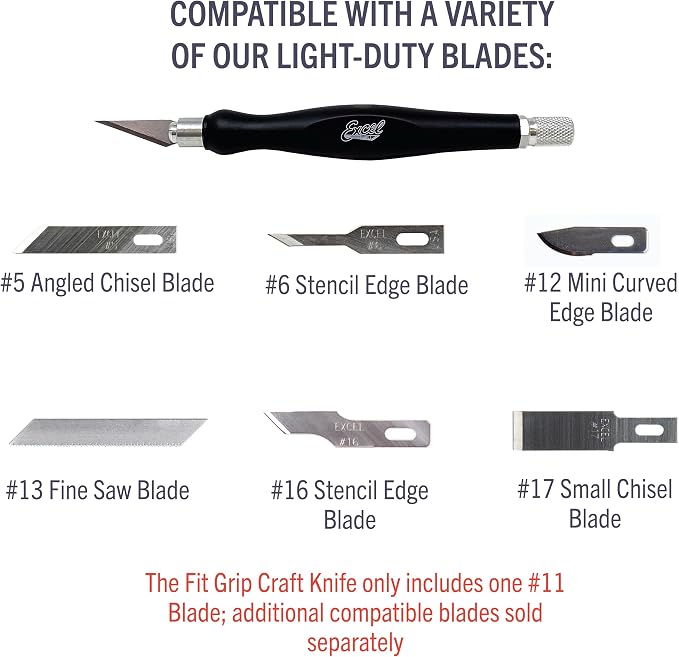 Excel Blades Fit Grip Craft Knife 3-Pack, #11 Blades, Rubber Grip - Image 6